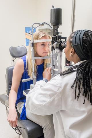 image tagged with girls, slit lamp, patient, women, check-up, …;