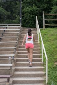 image tagged with gym clothes, steps, woman, physical activity, goes, …;
