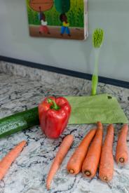 image tagged with zucchini, kitchen, vegetable, vegetables, dish brush, …;