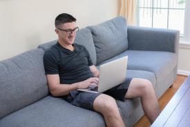 image tagged with laptop, couch, boy, computer, caucasian, …;
