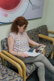 image tagged with sitting, female, waiting, girl, doctor's appointment, …;