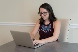 image tagged with glasses, female, computer, laptop, work, …;