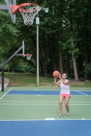 image tagged with park, court, dribbles, female, outdoors, …;