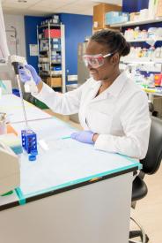 image tagged with pipette, science, woman, fellow, glasses, …;