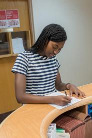 image tagged with paperwork, woman, doctor's office, girl, african-american, …;