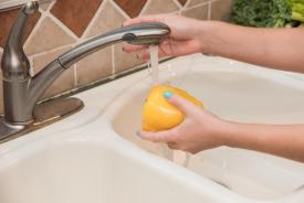 image tagged with running water, food, cooks, hands, healthy, …;