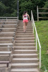image tagged with glasses, steps, water, bleachers, exercise, …;