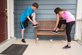 image tagged with couple, lacing, bench, shoe, caucasian, …;