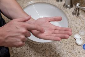 image tagged with vanity, hands, holding, sink, contact, …;