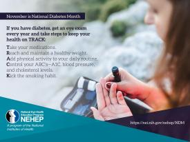 image tagged with smoking, national diabetes month, diabetic eye disease, eye  exam, physical activity, …;
