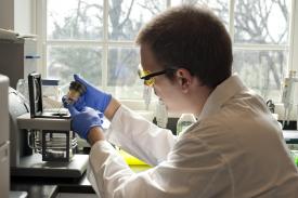 image tagged with gloves, vision, lab coat, safety glasses, experiment, …;