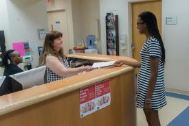 image tagged with ladies, talking, doctor's office, african-american, provider, …;