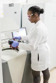 image tagged with woman, glasses, laboratory, intern, african-american, …;