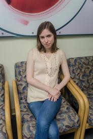 image tagged with sitting, woman, waiting room, chair, female, …;