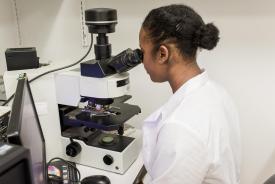 image tagged with looking, lab coat, female, researcher, look, …;