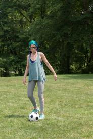 image tagged with play, woman, shoes, glasses, soccer, …;